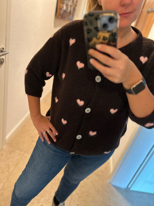 Strickjacke 3/4 Arm braun