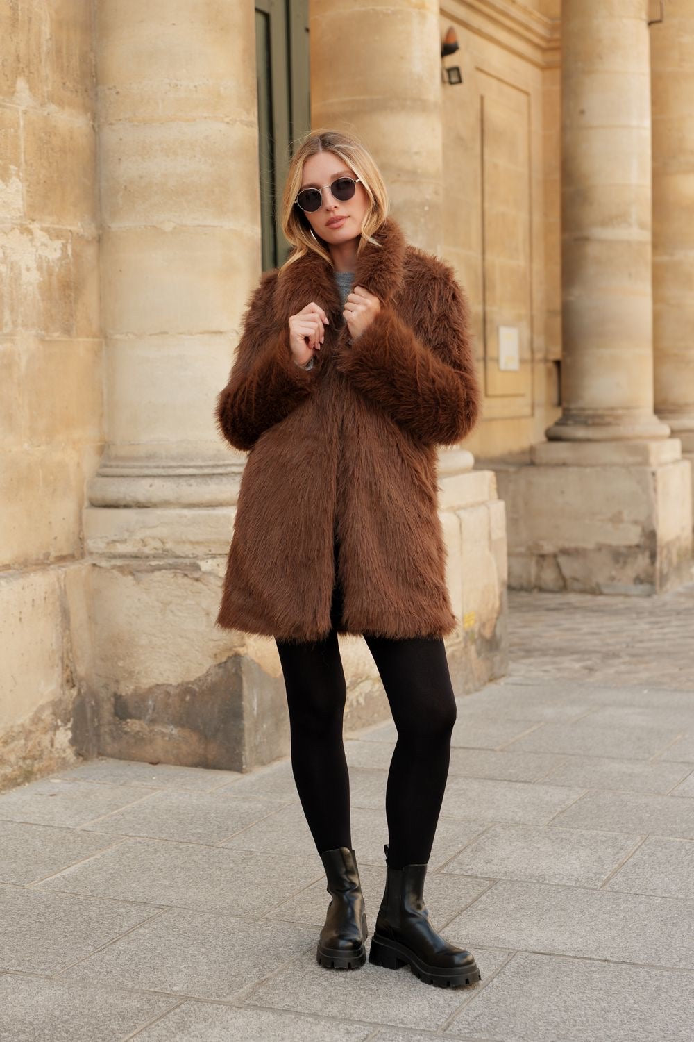 Kurzmantel Fake Fur maroon