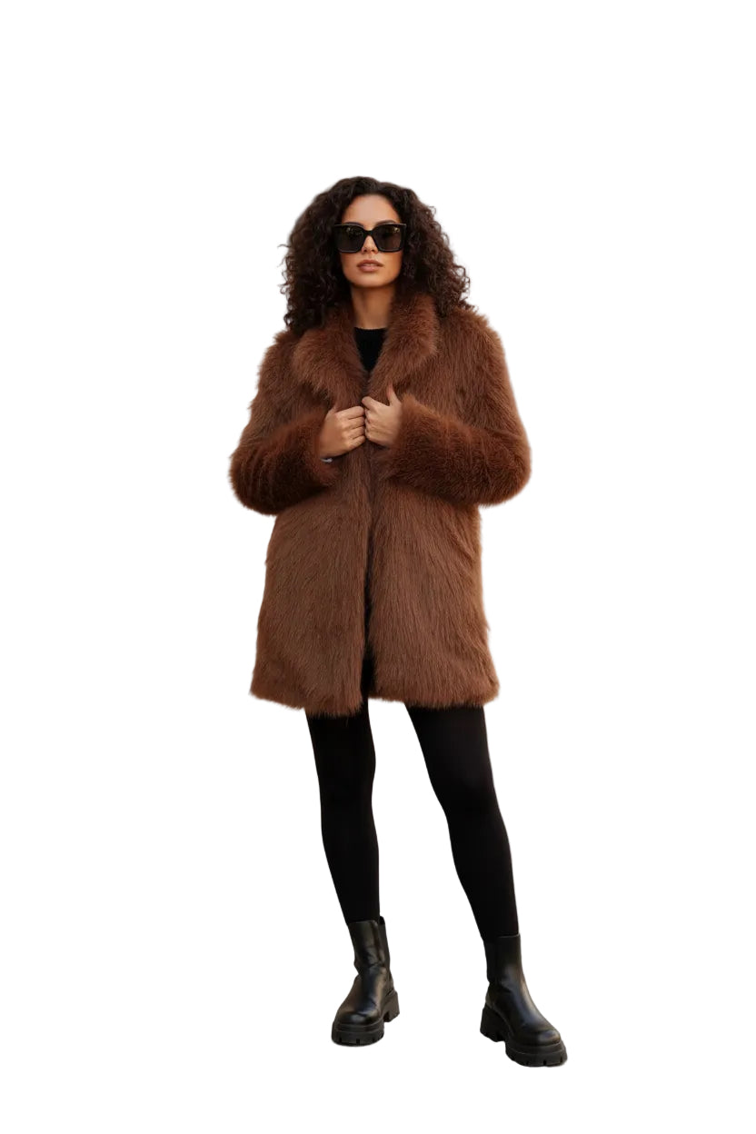 Kurzmantel Fake Fur maroon