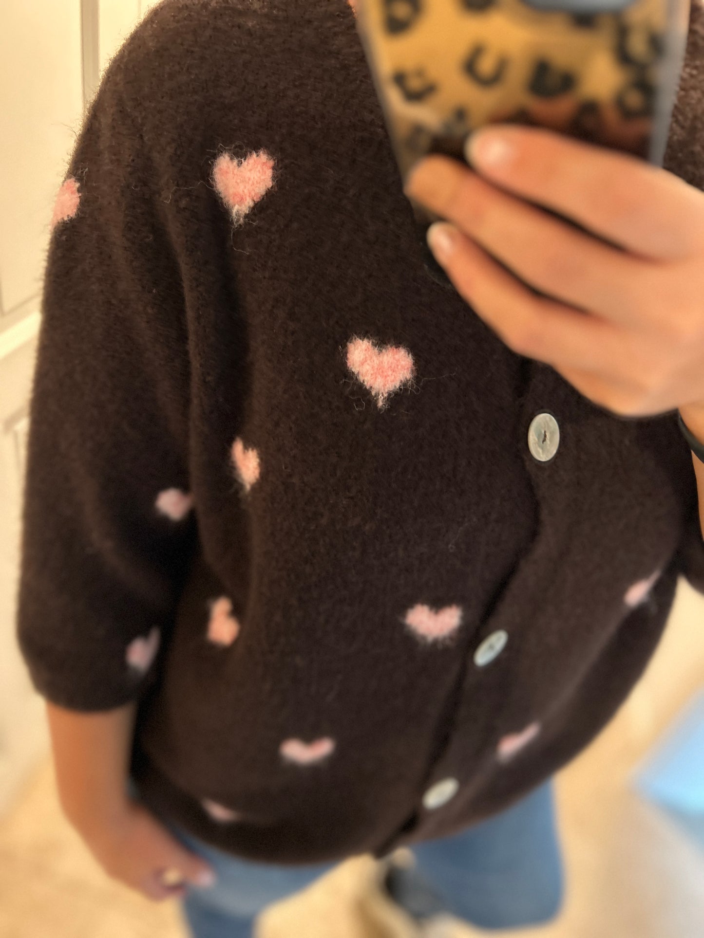 Strickjacke 3/4 Arm braun