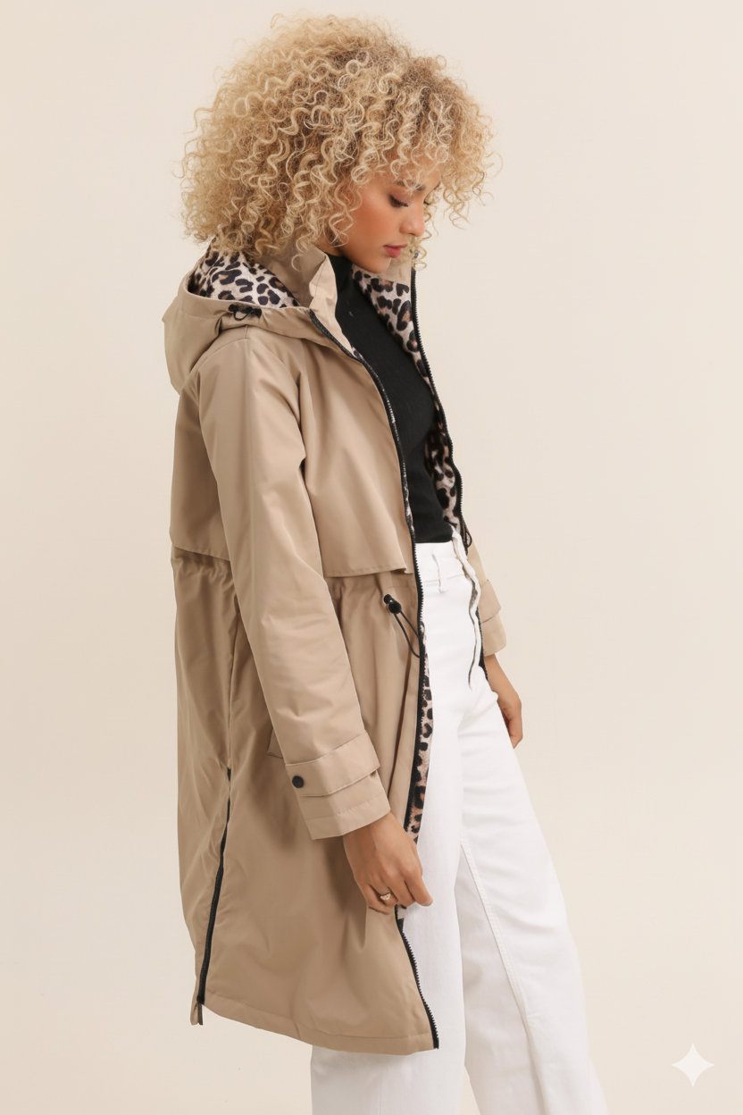 Mantel mit Leo Innenfutter beige