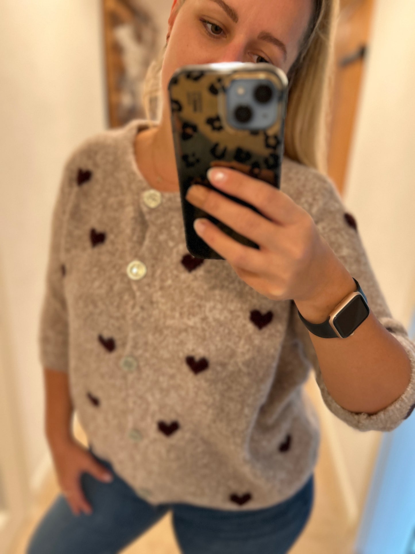 Strickjacke 3/4 Arm beige