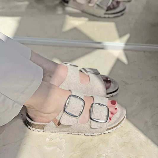 Sandaletten in Bio Qualität Filz beige 38