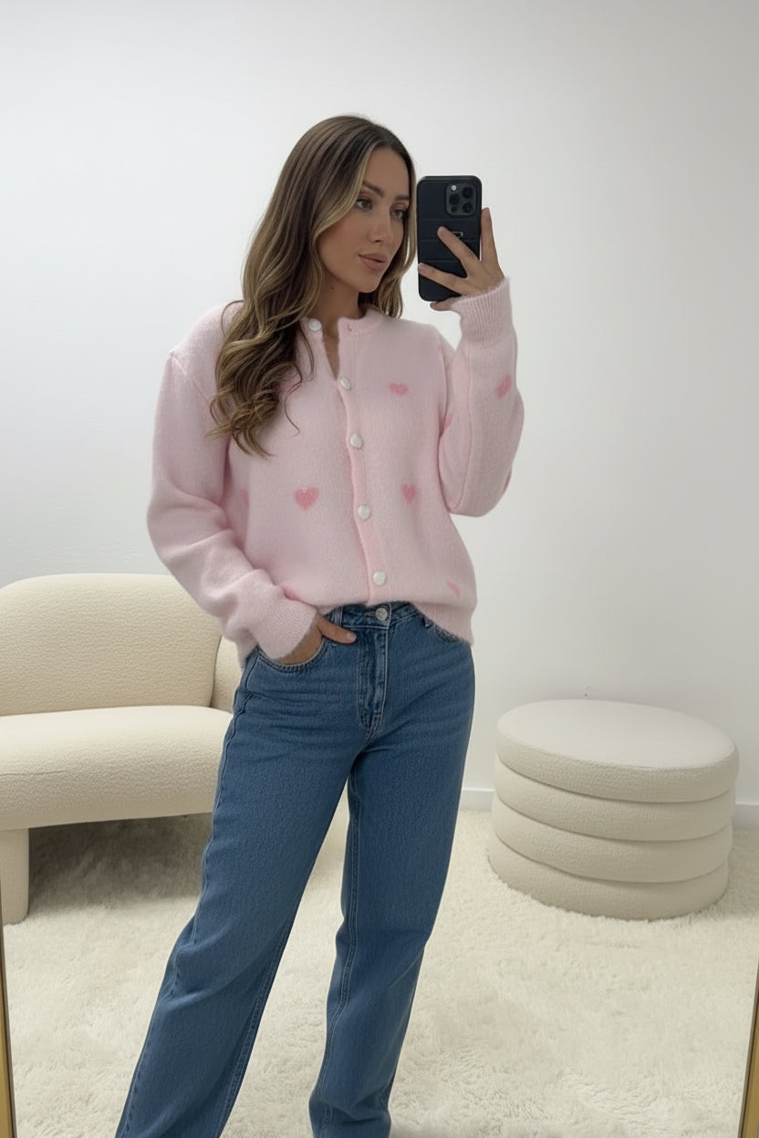 Cardigan Herz rosa