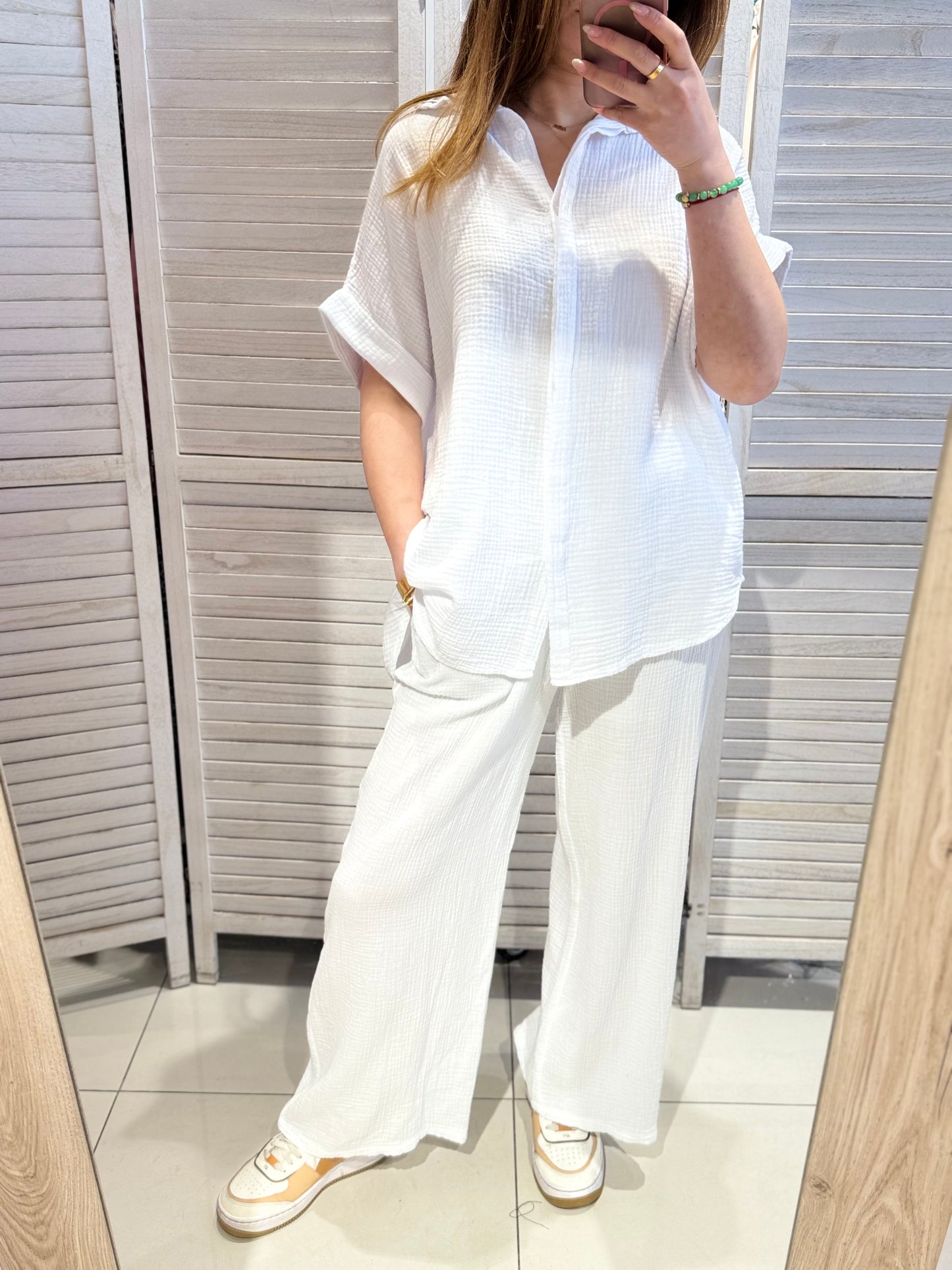 Bluse Musselin Weiß