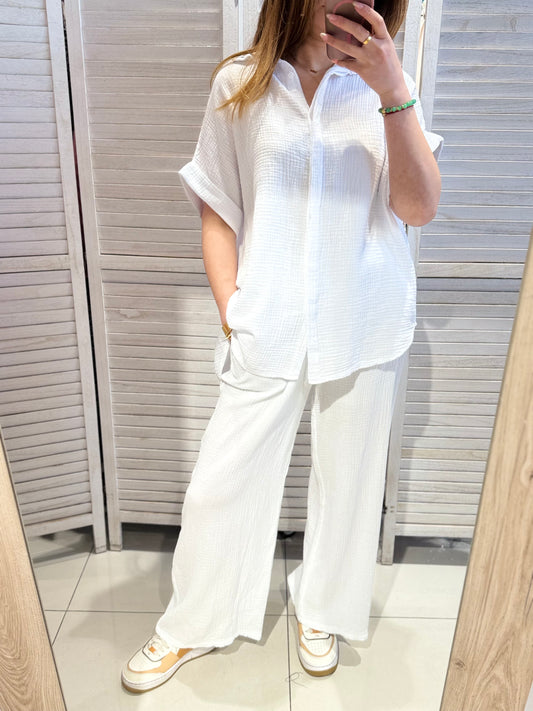 Bluse Musselin Weiß