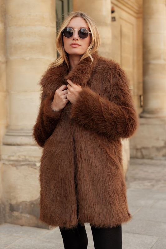 Kurzmantel Fake Fur maroon