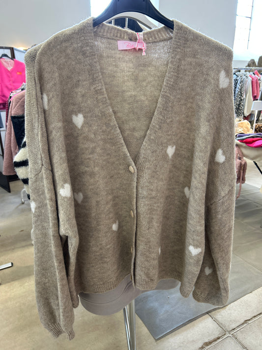 Pullover taupe Herzen