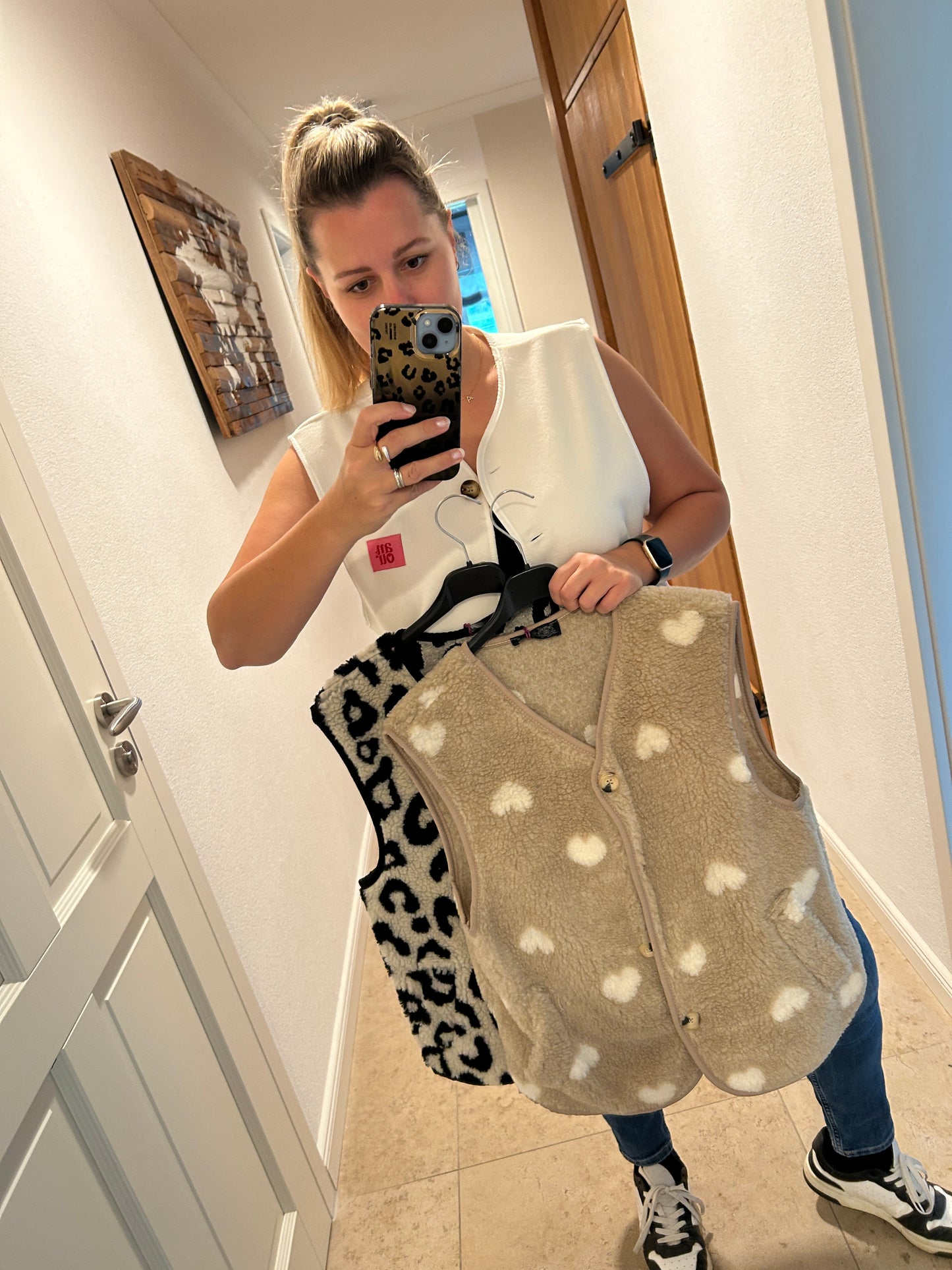 Weste Teddy Beige Herz