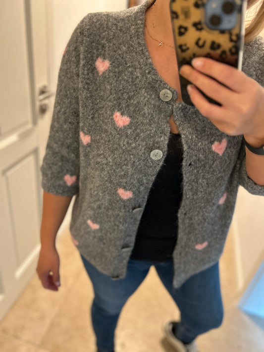 Strickjacke 3/4 Arm grau