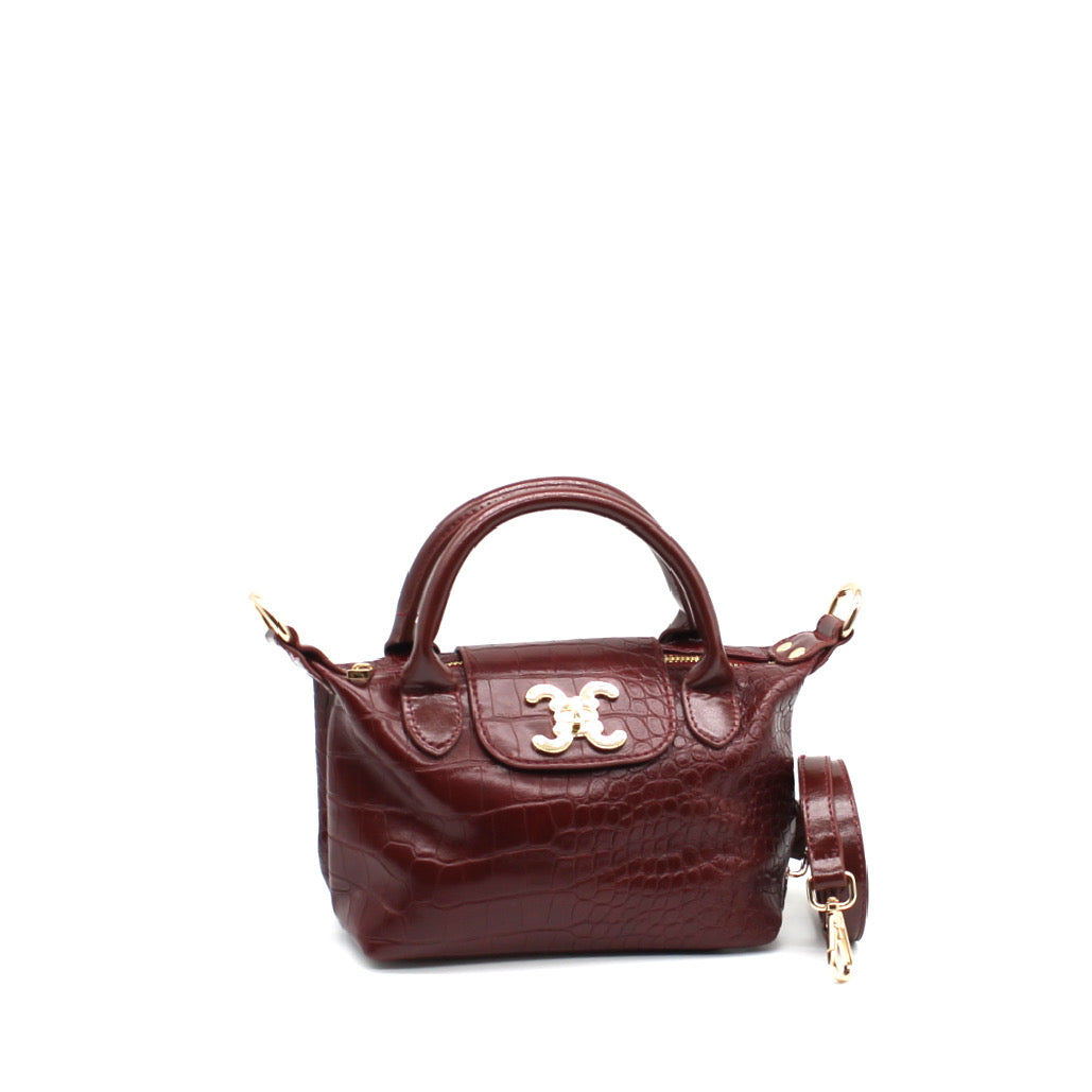 Handtasche Petit Croc bordeaux