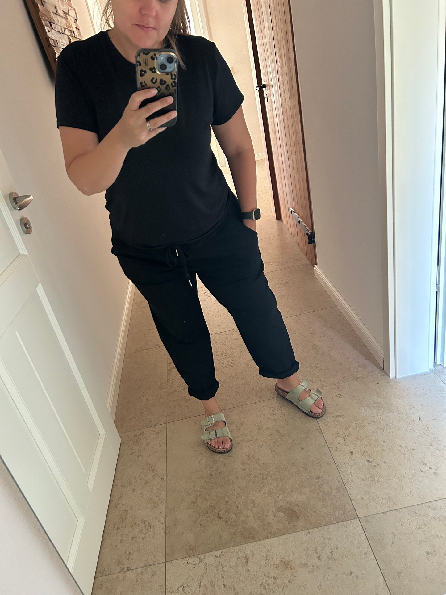 Hose Stoff Jogging schwarz