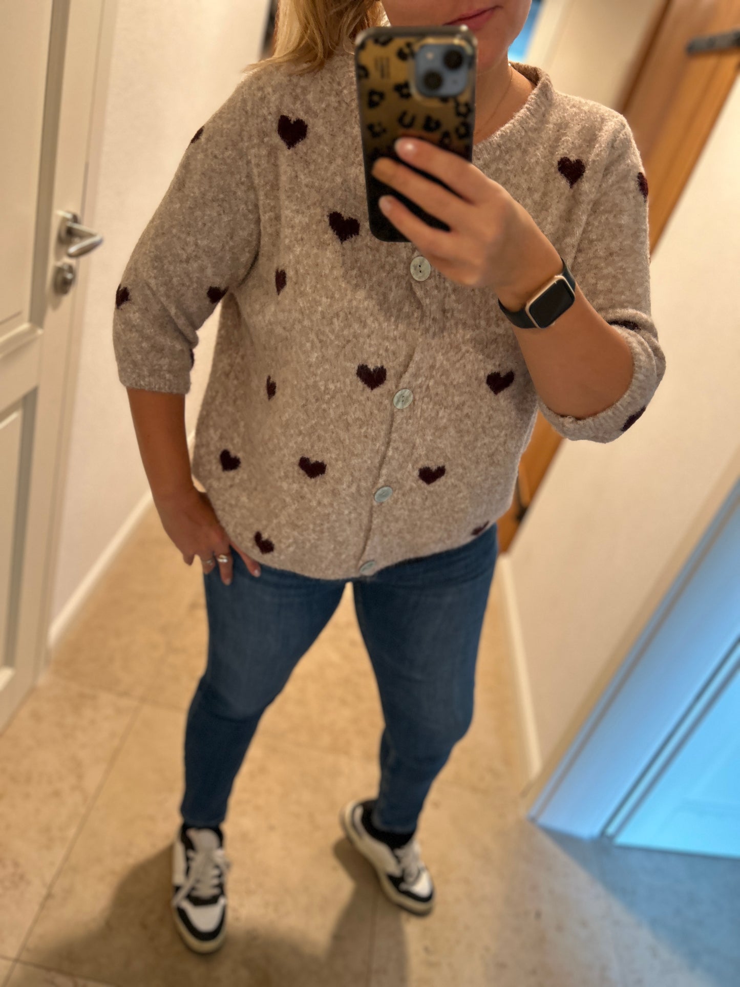 Strickjacke 3/4 Arm beige