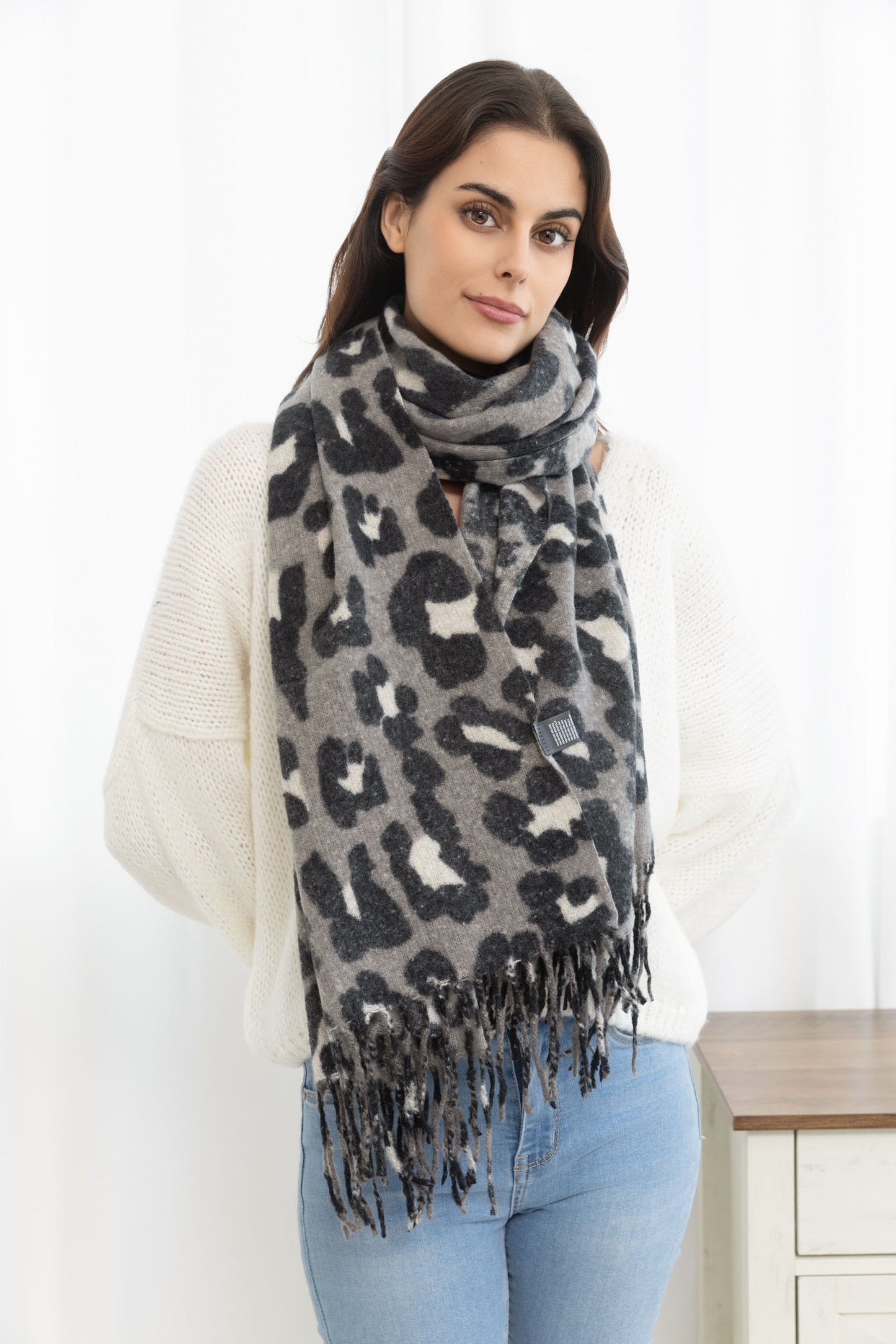 Schal Leopard Grey
