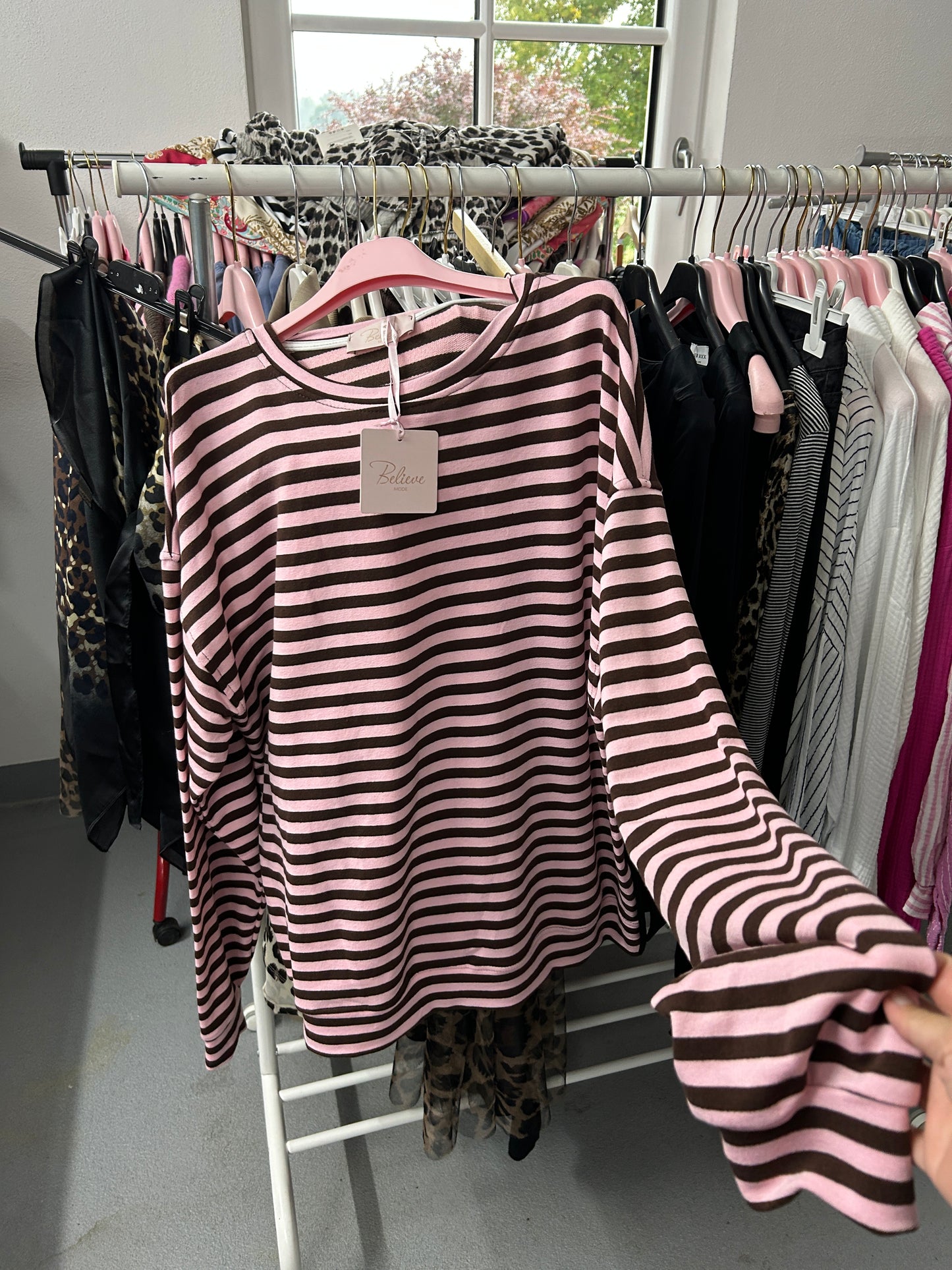 Sweatshirt Pullover Schoko Cappuccino Pink