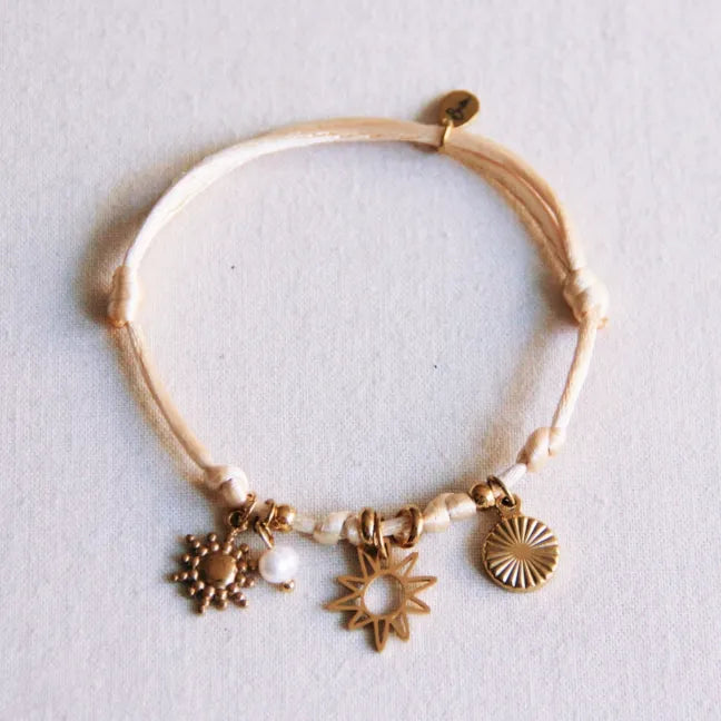 Satin Charm Armkette gold nude
