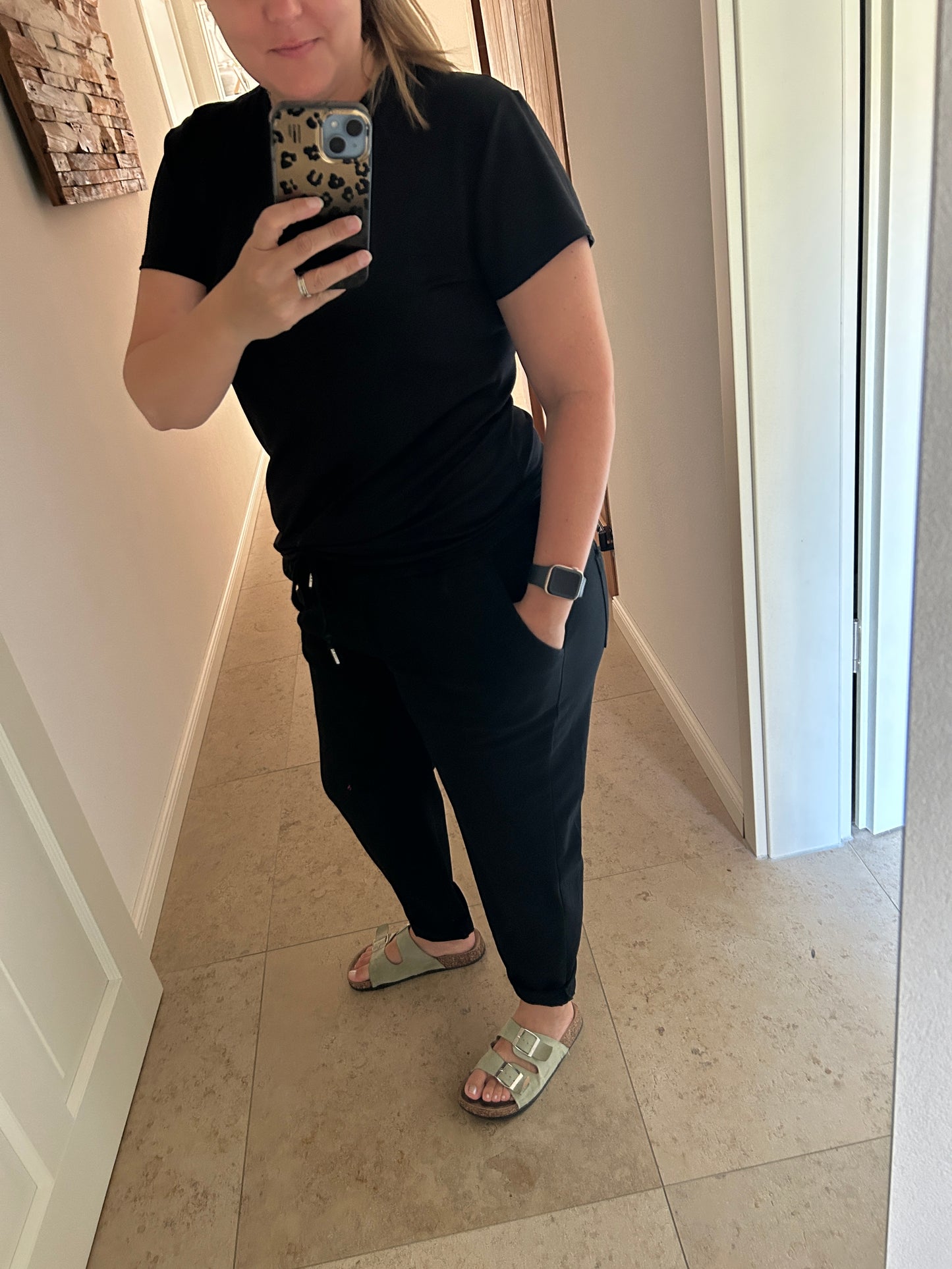 Hose Stoff Jogging schwarz