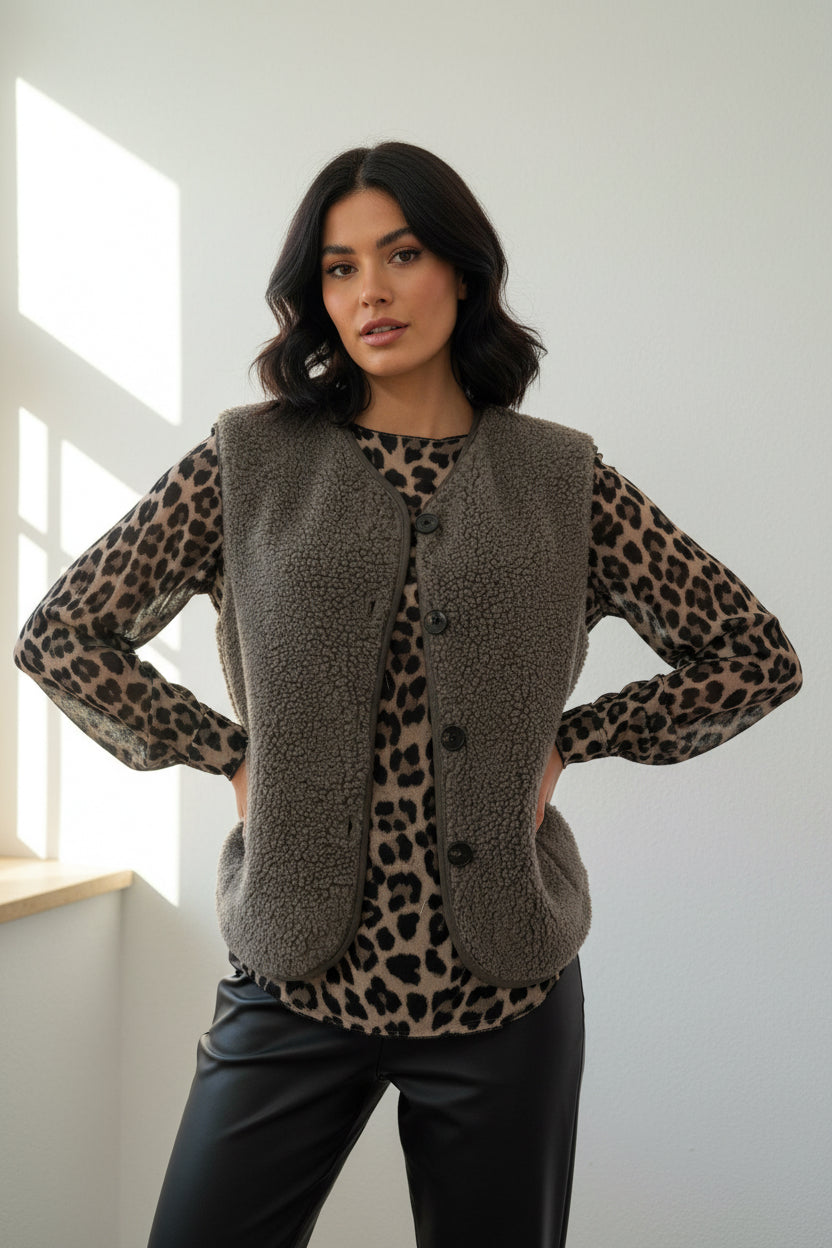 Teddy Weste dunkel taupe