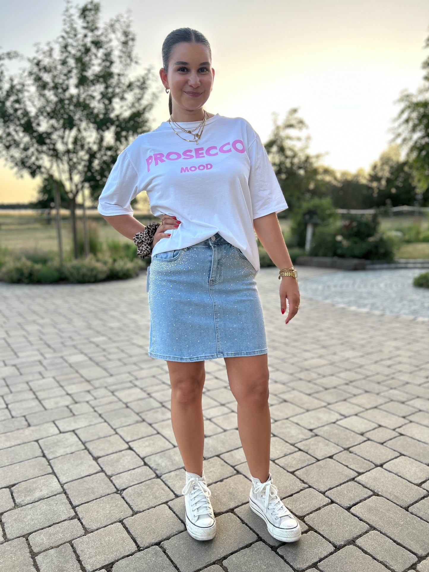 Jeansrock kurz Glitzer