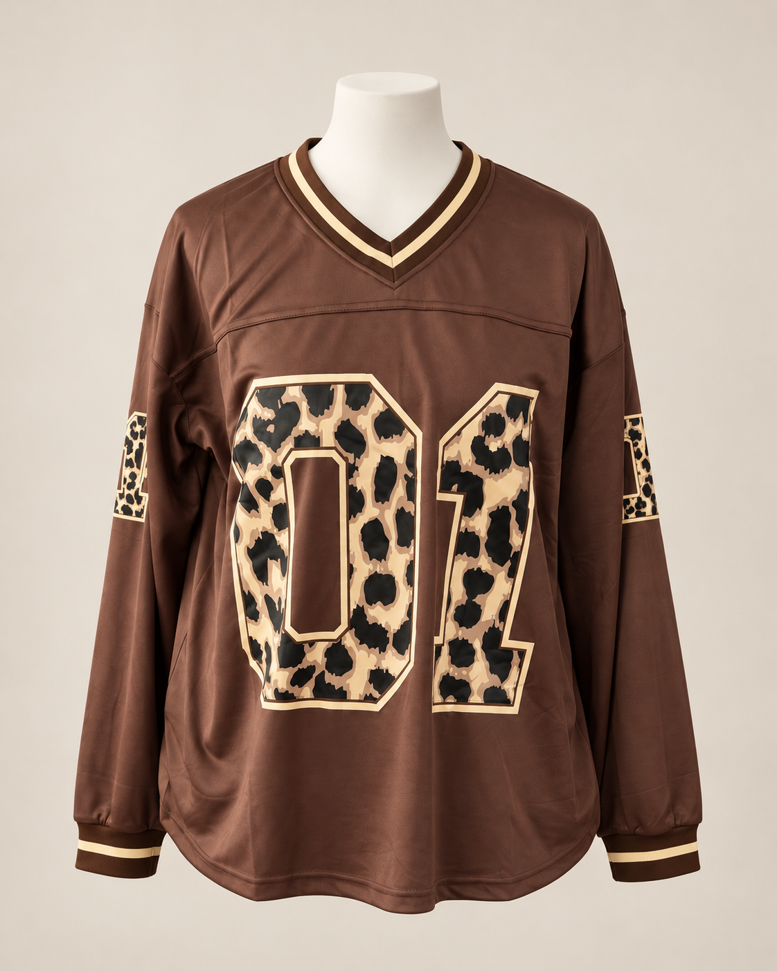 Oversize Shirt in Schokobraun mit Leo-Print