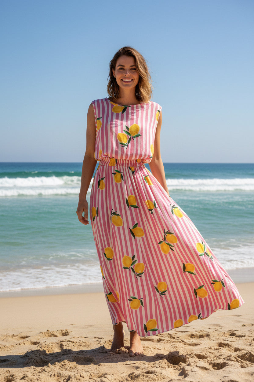 Gestreiftes Zweiteiliges Set Lemon Pink