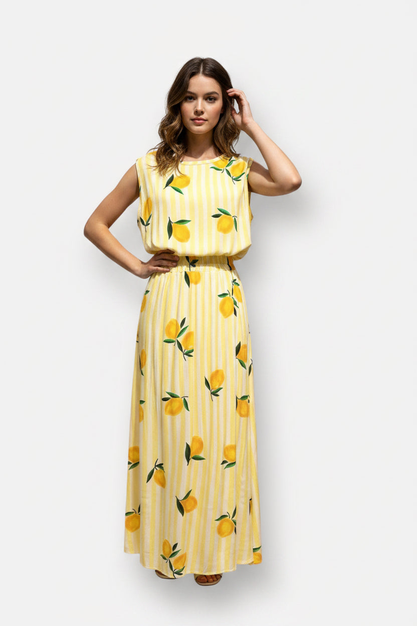 Gestreiftes Zweiteiliges Set Lemon Gelb
