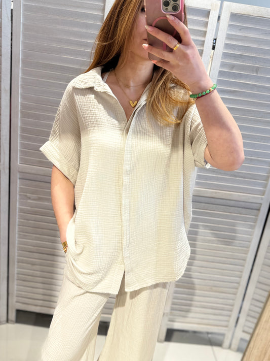 Bluse Musselin Ecru
