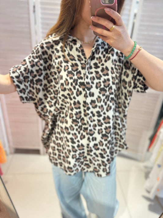Bluse Musselin Leo beige