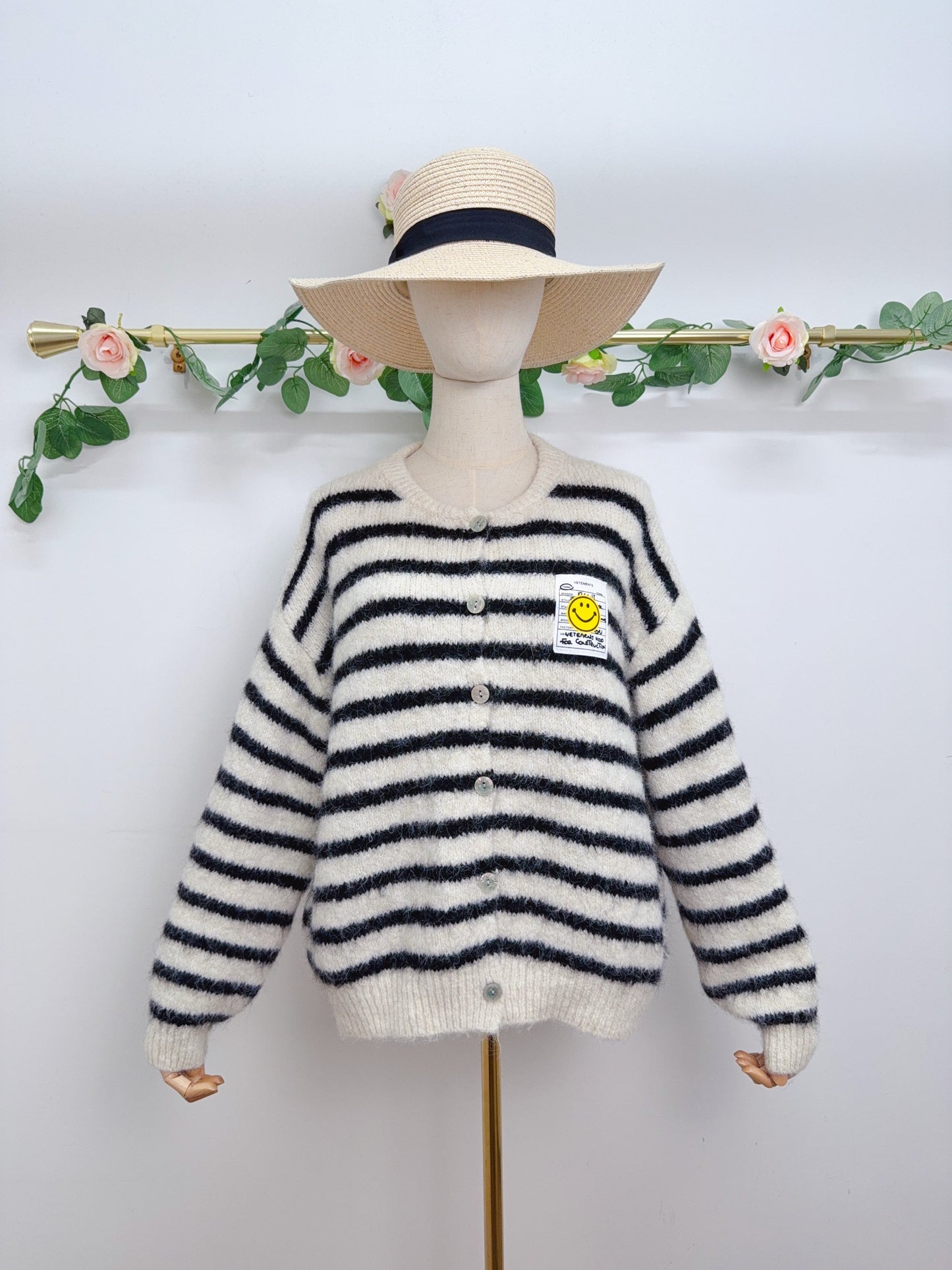 Cardigan Streifen weiß schwarz