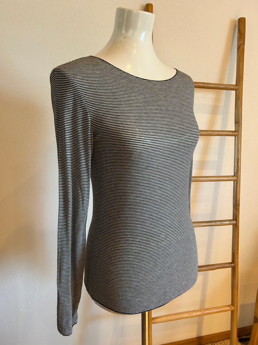 Langarm Shirt Kaschmir Streifen schwarz weiß