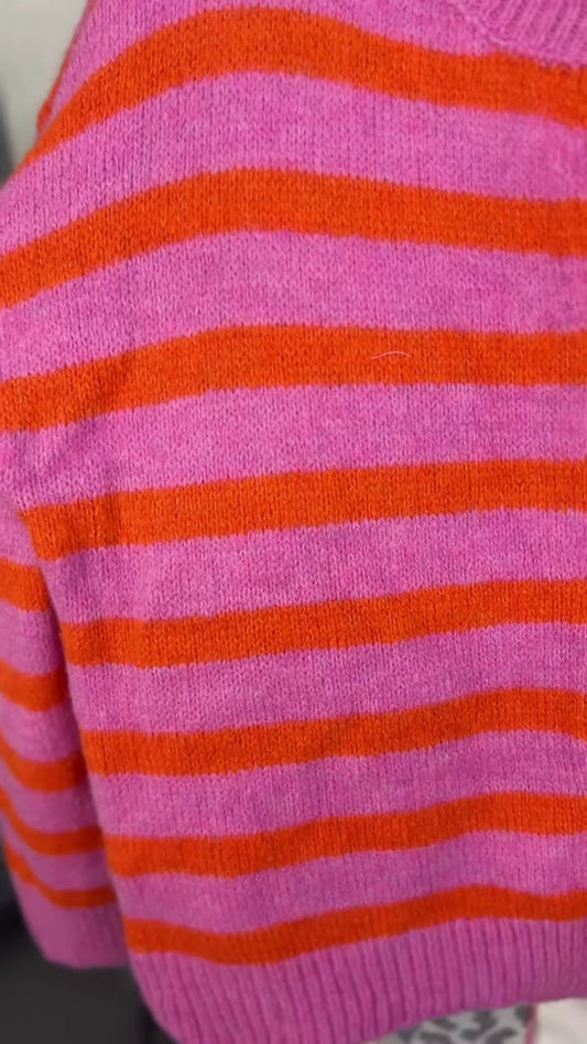 Cardigan Streifen pink orange