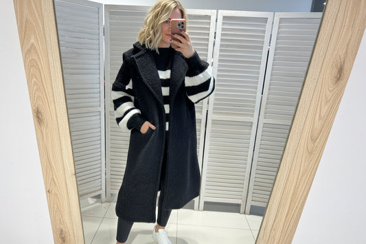 Teddy Weste Lang Schwarz