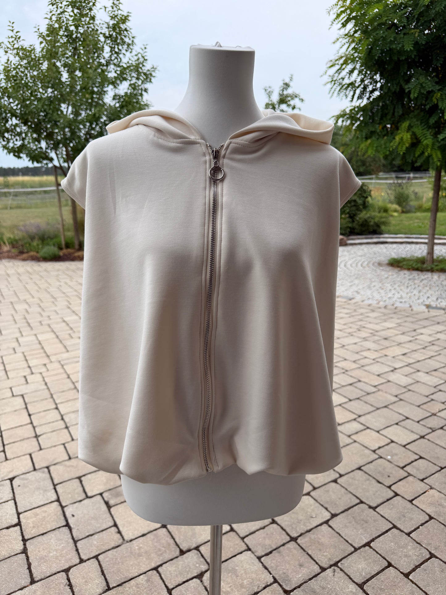Weste Kapuze beige