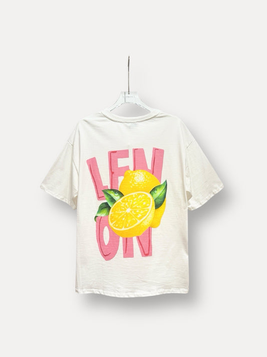 T-Shirt Zitrone weiß