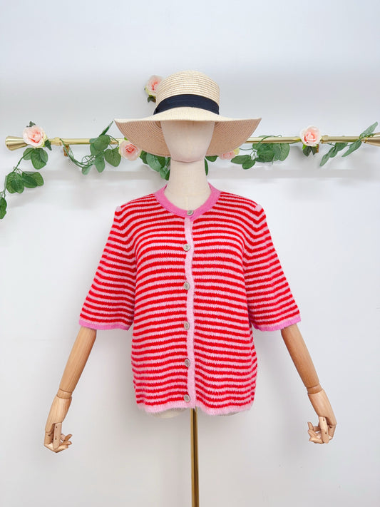 Cardigan Streifen rosa rot