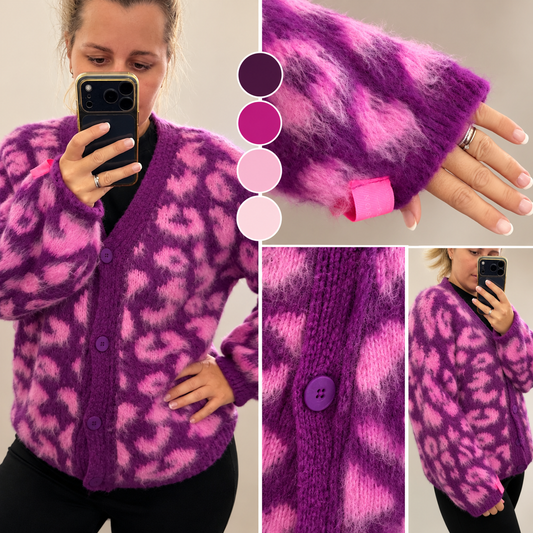 Leo-Cardigan in Pink & Lila