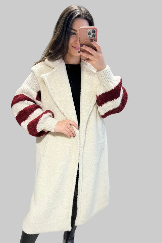 Teddy Weste Lang Ecru