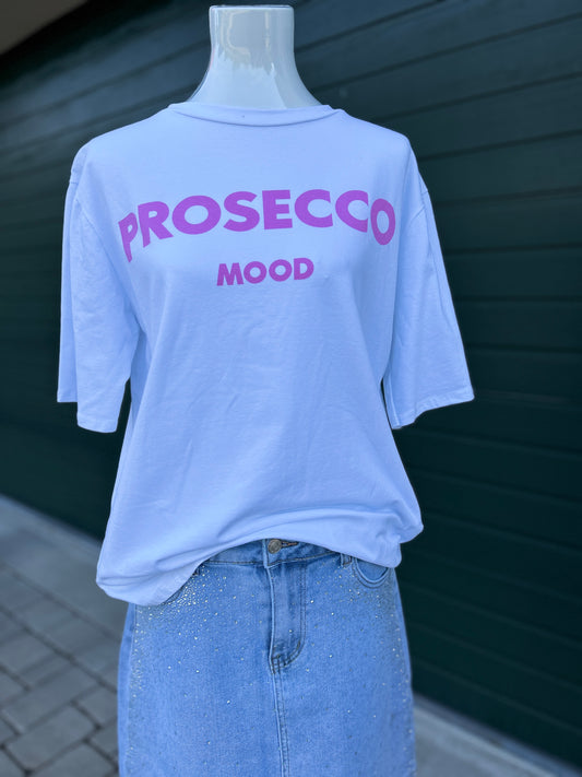 T-Shirt Prosecco weiß (rosa Schrift)