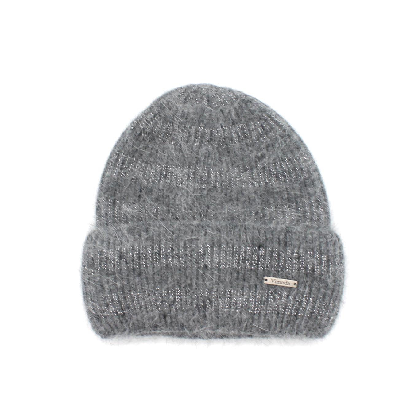 Mützen Beanie mit Angora Grau