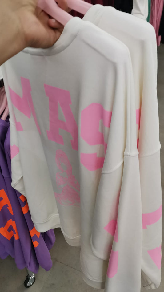 Pullover Namaste weiß rosa