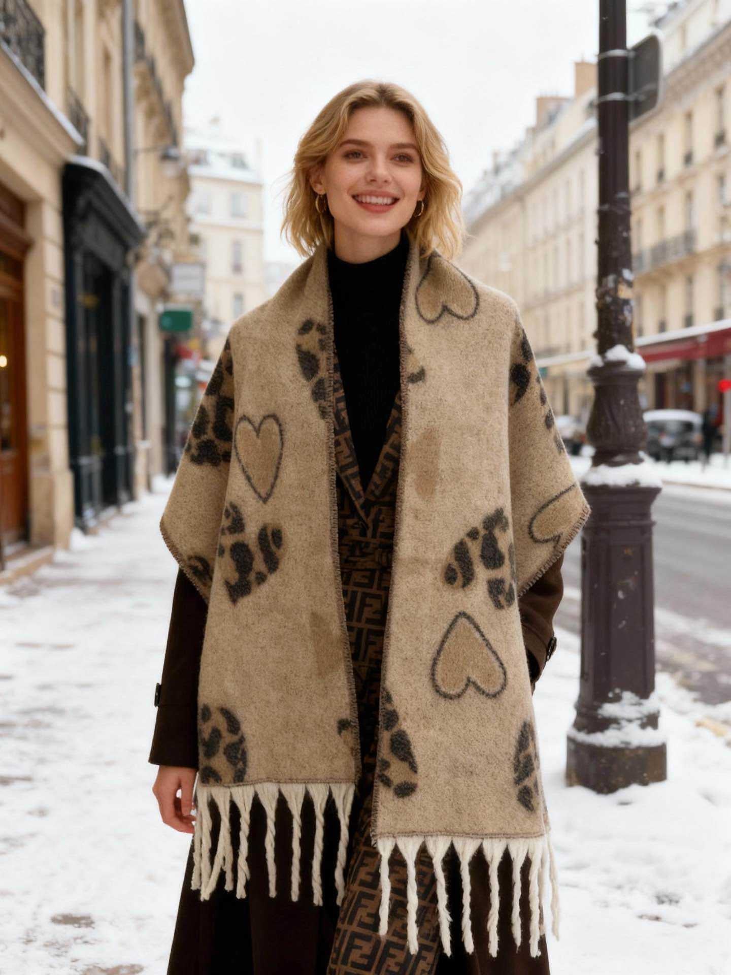 Schal Leo Herz beige