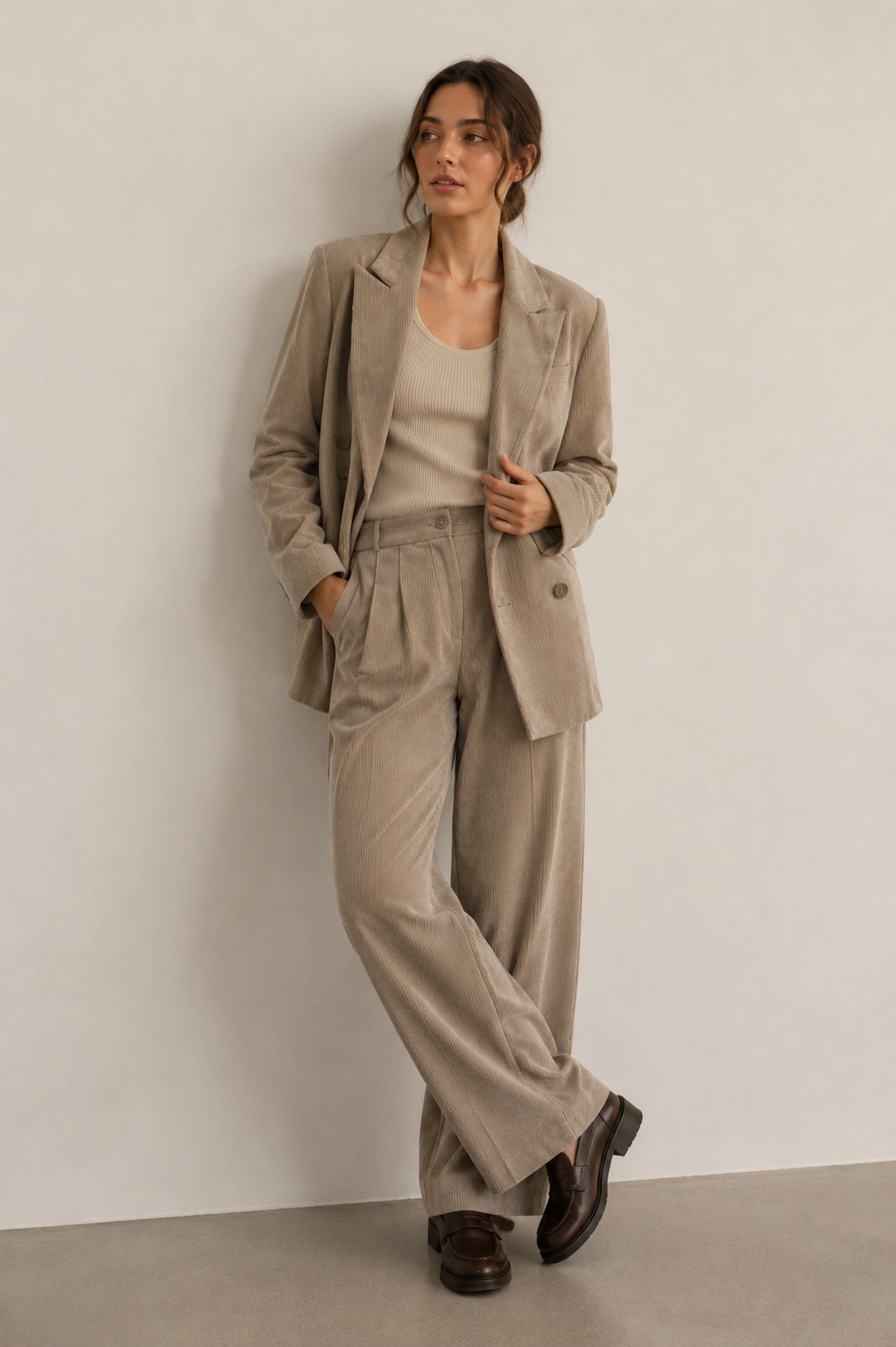 Cord-Blazer Soft Tailoring – Taupe