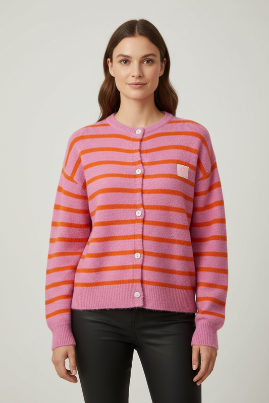 Cardigan Streifen pink orange