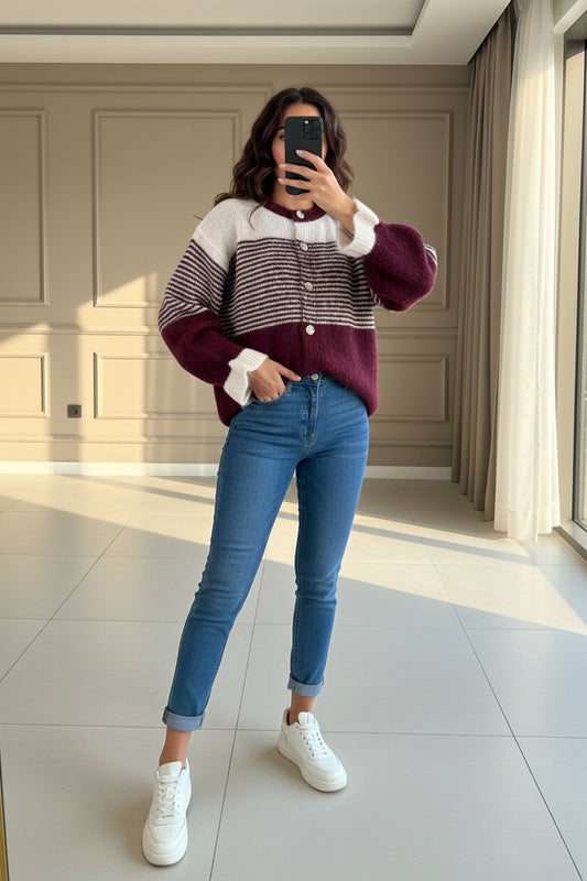 Cardigan Berry Stripes