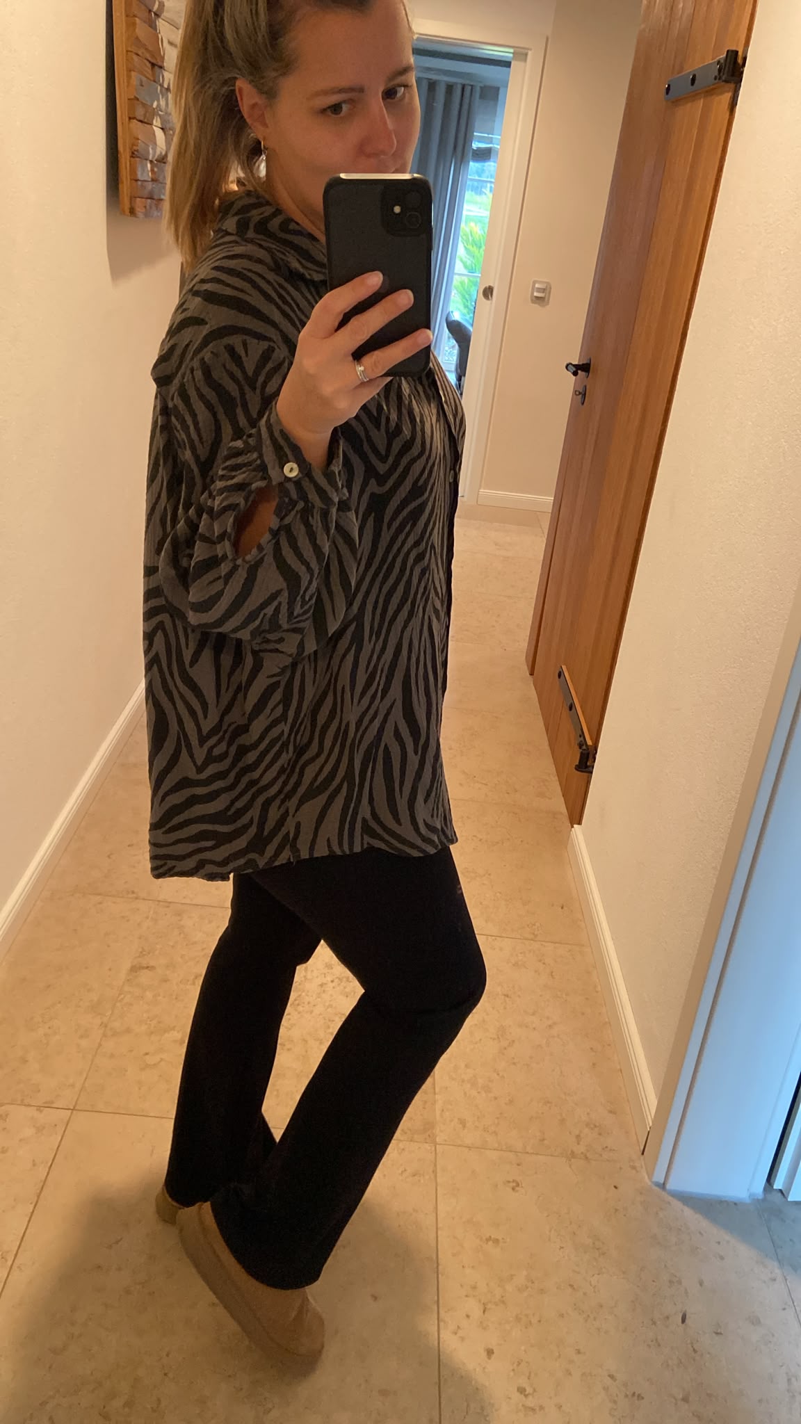 Bluse Zebra Braun Schwarz
