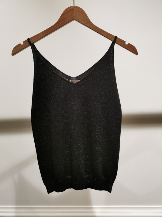 Top aus Lurex Strick Noir