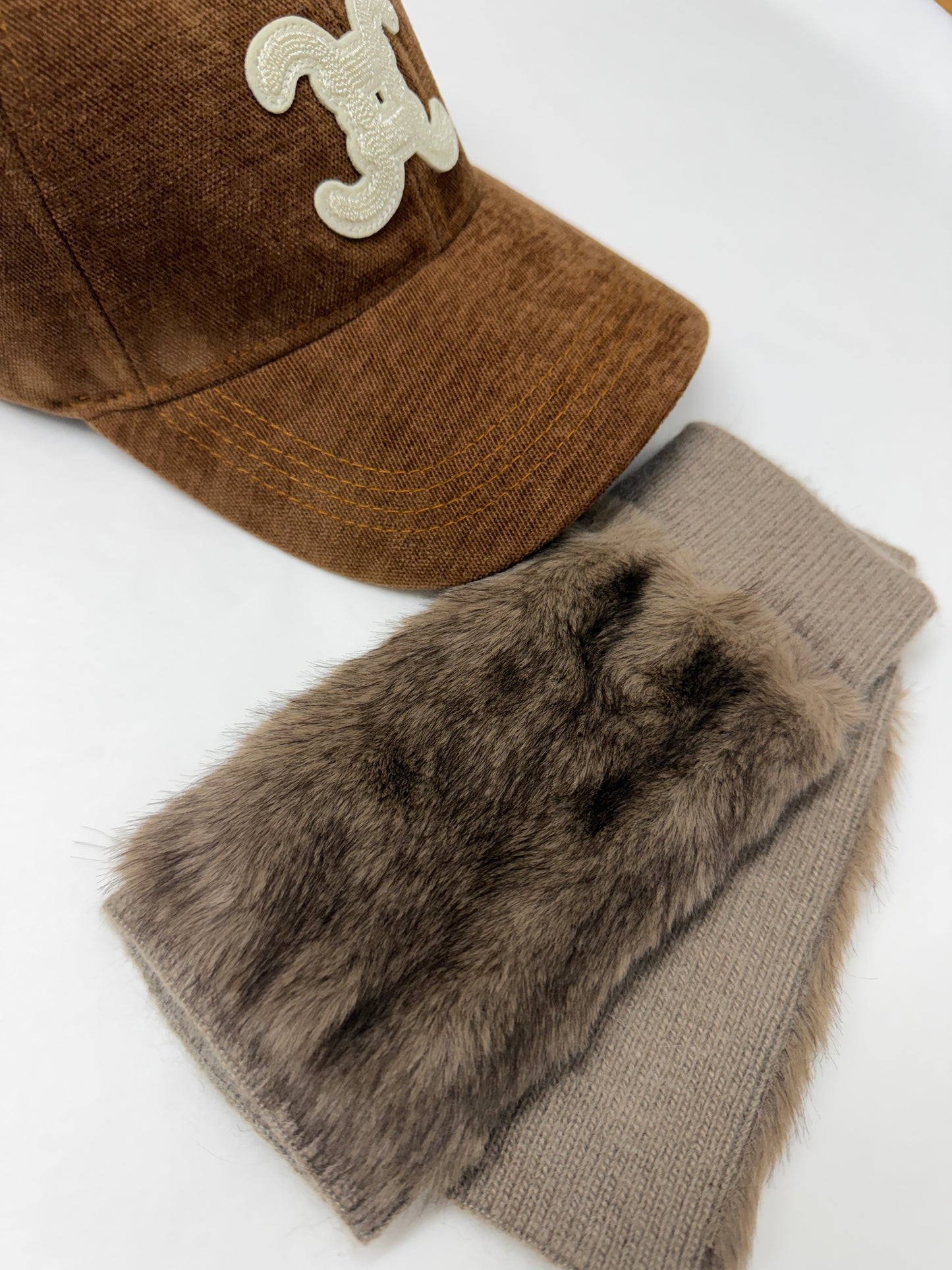 Handschuhe Felloptik Taupe