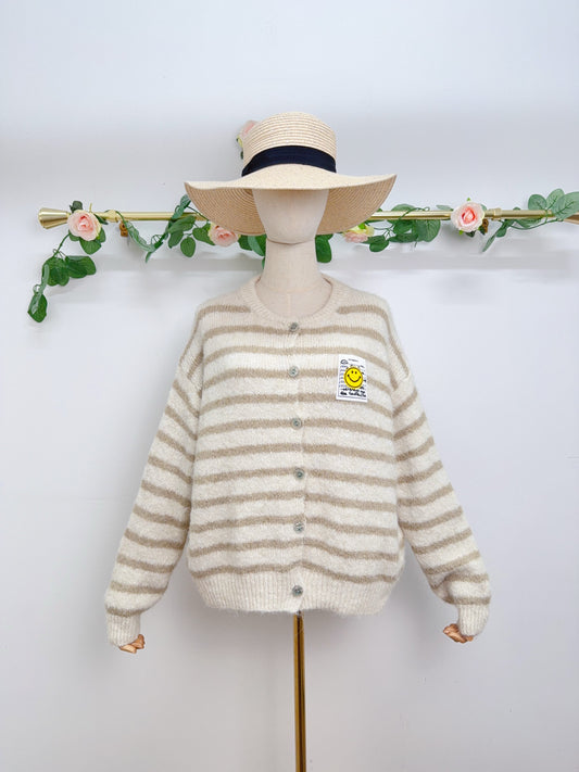 Cardigan Streifen beige Cappuccino