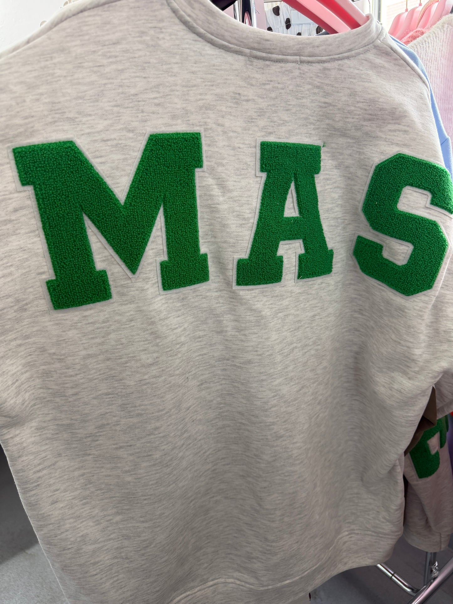 Pullover Namaste beflockt grau grün