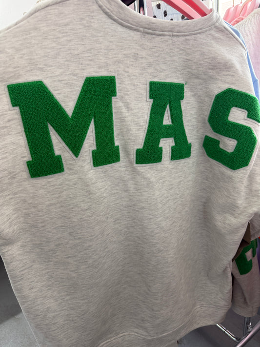 Pullover Namaste beflockt grau grün